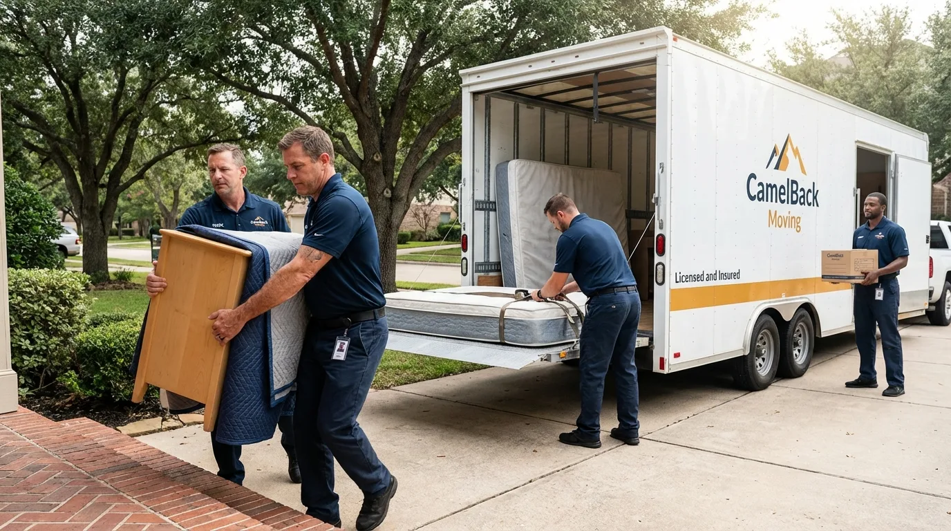 Crew loading residential truck for cross-state move from Bajadero, PR